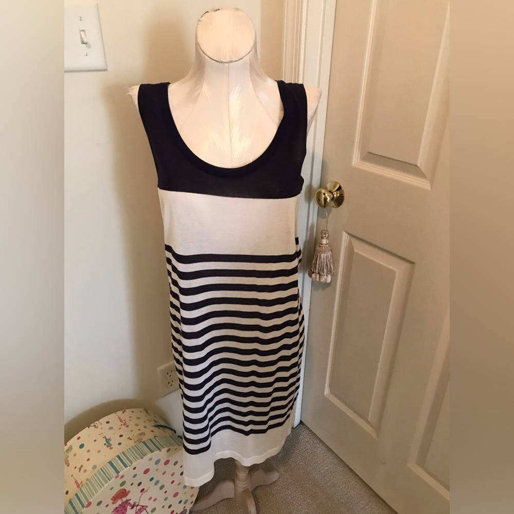 Hermes dress/chemise navy/cream size 42 made in Italy